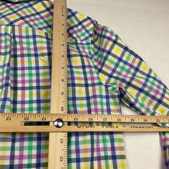 Talbots Cotton Office Button Shirt Colorful Plaid Long Sleeve Classic Top PS - Picture 9 of 10